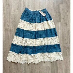 Alice + Olivia Blue and Cream A-Line Skirt
